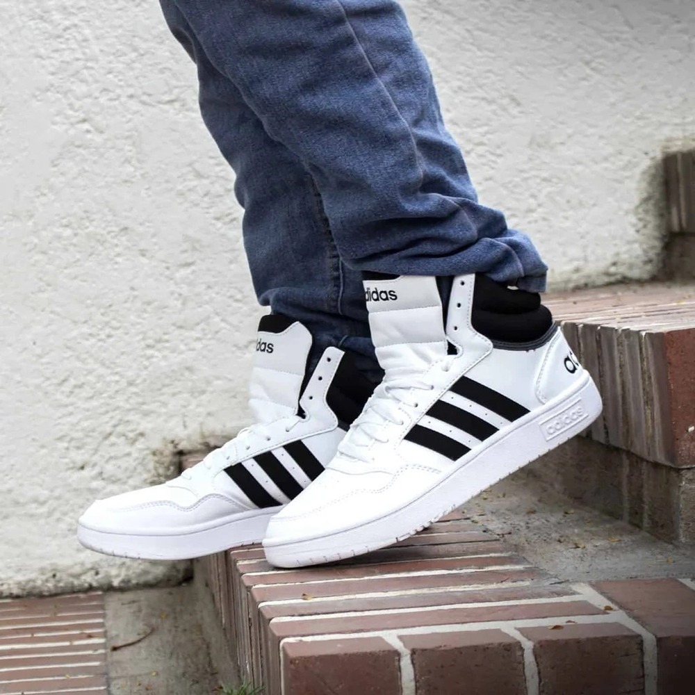 Adidas Hoops 3.0 Mid Classic Vintage White Black GW3019 Men's Size 10.5 Sneakers